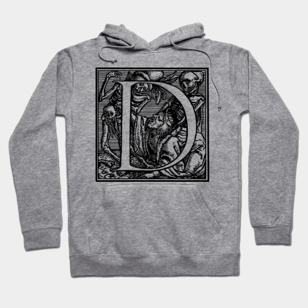 Woodcut D Hoodie by rexthinks